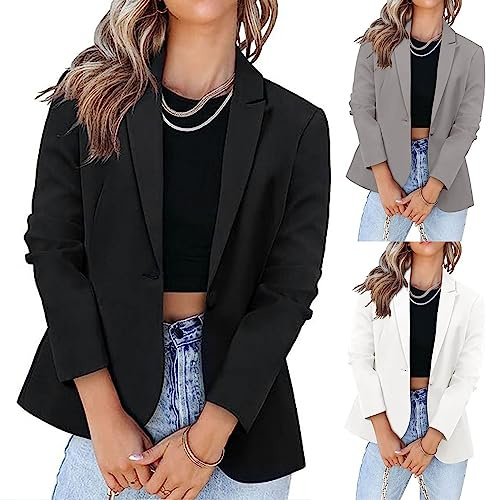 HAOLEI Womens Plain Solid Color Blazers Coat Tops Open Front Cardigan Work Office Jacket Business Work Formal Blazers Suit Casual Lightweight Outwear Ladies Elegant Wedding Outfit Tops
