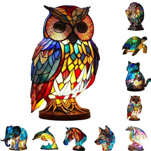 Tier Kleine Tischlampe, Vintage Harz Lampen Nachttischlampe 5.9'' TiertischlLampe LED Dekorative Kreative Nachttisch Schreibtisch Nachtlicht Vintage Tier-Tischlampen für Wohnzimmer ( Size : E )