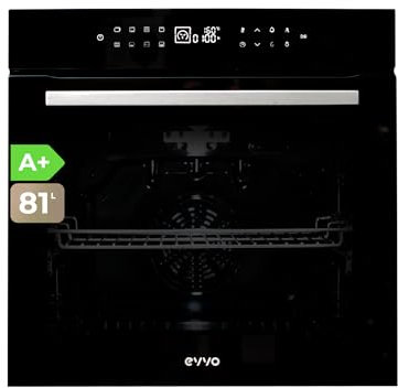 EVVO Horno Eléctrico Empotrable - Eficiencia A+, 81 L de Capacidad, Función Airfryer, 14 Programas, Temporizador, Display Digital, Control Táctil, Guía telescópica, Modelo: H26 (Negro)