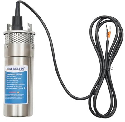 120W 24V DC Tiefbrunnenpumpe Unterwasserpumpe Edelstahl Wasserpumpe mit Fördermenge 3.2gal/min Edelstahlpumpe Brunnenpumpe Tauchpumpe Sandpumpe