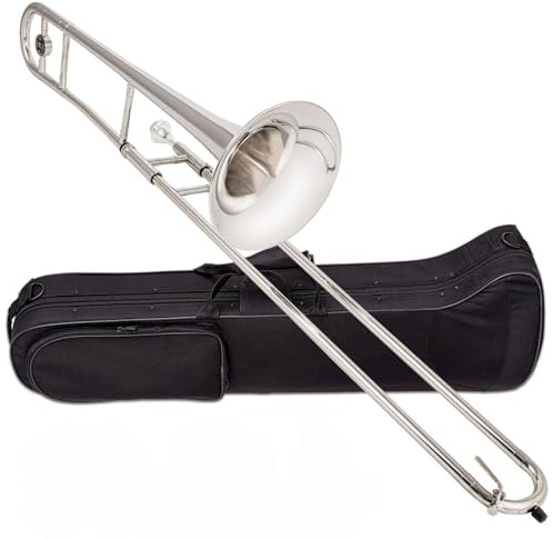 trombón profesional Trombón Alto En Si Bemol Trombón Tenor Trombón De Tono Variable Metales Para Principiantes Y Examen De Calificación(Tenor trombone nickel-plated)