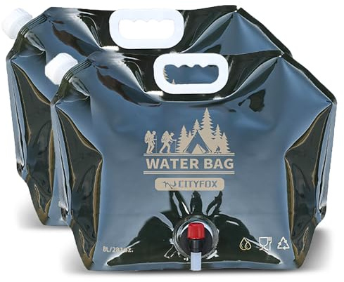 LUCYLANKER Vikbar dricksvattenväska utomhus, 8 liters dricksvattenbehållare med stor kapacitet, BPA-fri, lämplig för utomhusbruk, grill, picknick och camping (2 armégrön)