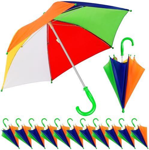 Hillban 12 Pcs Umbrella DIY Second Line Umbrella Parasol for Wedding Bridal Masquerade Party Accessories(Colourful,Full 28 Inch Arc)