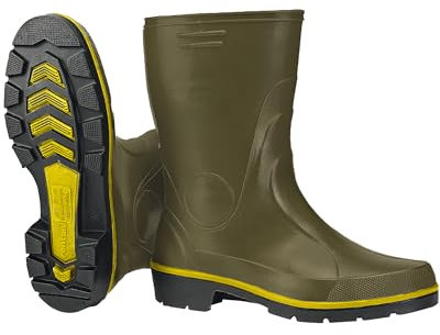 Scheibler Gummistiefel - Nitril-Stiefel halbhoch wasserdicht - Regenstiefel aus Nitril - Rain Boots mit rutschfester Sohle und Kälteschutz - Gummi-Stiefeletten - oliv
