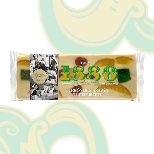 1880 Turrón de Mazapán Tutti-Frutti Rilsan, 300 g | Elaborado con almendra seleccionada, hecho en España, ideal para regalar, para compartir o como capricho, dulce navideño