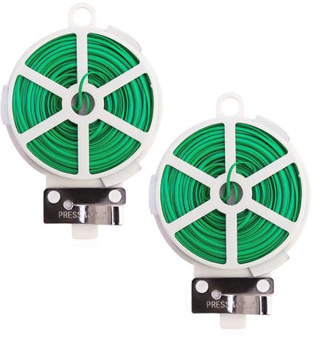 HJIAMA Filo per Legame da Giardino 2 Pezzis, 400m Filo d'Acciaio Integrato, Fascette da Giardino Verdi, Dotato Forbici, Filo per Giardinaggio, Adatto Ramificare Piante, Fissaggio Ausiliario