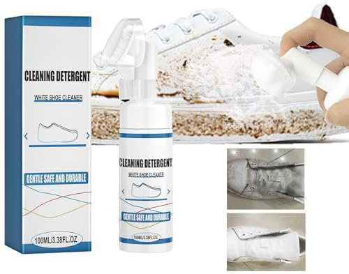 White Shoes Cleaner 100 ml Sports Shoes White Shoes Cleaning Decontamination and Foam Cleaner Crème de nettoyage pour chaussures blanches Crème de nettoyage multifonction 2024 (brosse jointe)
