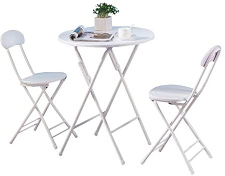 CCKUHN Rundes Bistro-Set, Tisch und Stuhl für den Außenbereich, einfacher Tisch, Esstisch, Klapptisch, Garten, Kleiner Esstisch (Durchmesser 80)