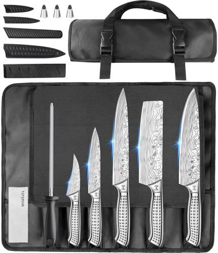 MOSFiATA Set Coltelli da Cucina con Custodia, Borsa con Coltelli Professionali per Chef, 10 Pezzi