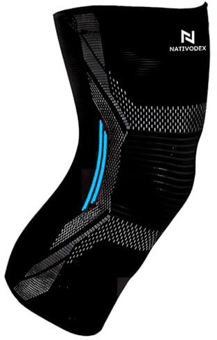NativoDex Ginocchiera Stabilizzante di Supporto per Menisco e Legamenti - Tutore Ginocchio Antiscivolo di Compressione per Uomo e Donna - Ginocchiere Palestra