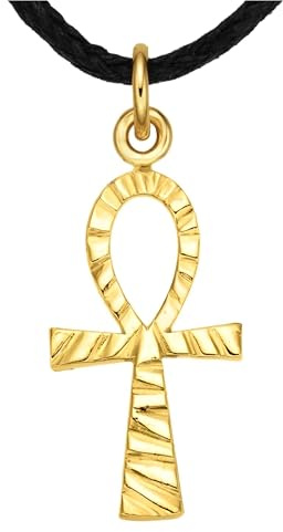 Pendentif amulette Ankh en argent 925 PLAQUÉ OR – Croix égyptienne faite main pour la vie, la chance et la protection – Bijou unisexe, symbole d’immortalité (Argent PLAQUÉ OR, Ankh)