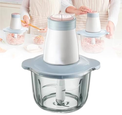 Tritacarne Elettrico E Robot Da Cucina Da 2 Litri - 2 Velocità (morbido/duro) Per Uso Domestico, Tritatutto Multifunzione Per Carne, Verdure, Noci - Protezione Di Arresto Automatico ,Single knife head
