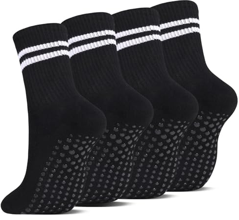 Utensilsto Pilates Socken Damen Antirutsch Yoga Socken Damen Stoppersocken | 4/6 Paar,Größe 35-38 39-42,Rutschfeste Socken mit Noppen,Baumwolle,für Reformer Ballett Barre Trampolin Fitness Zuhause