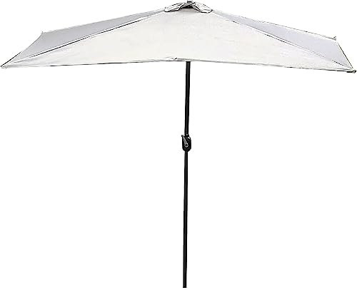 Parasol De Terrasse Imperméable, Parasol Mural Demi-Rectangulaire sans Base, Parasol D'Extérieur avec Manivelle Et 5 Baleines Robustes
