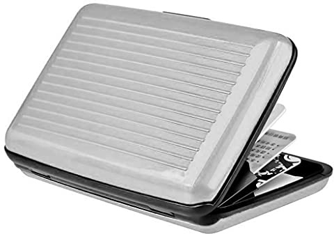 ZEPFJHE Visitenkartenetui aus Aluminium für Geldbörse, Geldbörse, Schutz von Karten, silber