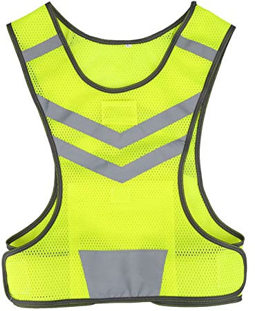 RiToEasysports Fluorescerande Gul Reflekterande Säkerhetsväst för Utomhussportträning, Idealisk för Att Köra Cykling, Andningsbart Nätverk, Framficka, Justerbar Midja