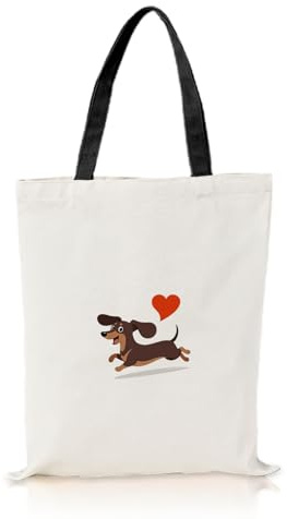 Snyvpra Dackel Geschenke, Damen-Tragetaschen aus Segeltuch, Jutebeutel Wiederverwendbare Einkaufstasche, Dackel Geschenke Für Tierliebhaber, Tragbar Kulturtasche Damen für Reise Alltagsleben