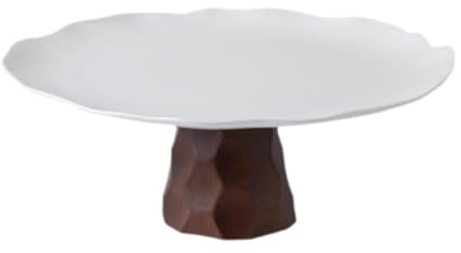 F Fityle Présentoir à gâteaux en bois, présentoir à cupcakes, décoration, plat à cupcakes, support à gâteaux sur pied, assiette à pour célébration, 10 Pouces