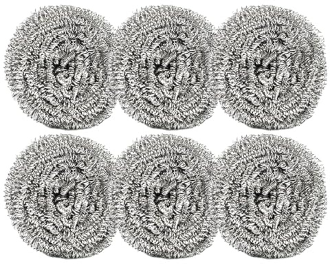 Pack of 6 Heavy Duty Spiral Steel Scourers Stainless Steel Scourer Mesh Wire Ball Set, Kitchen Scrubber for Pots and Pans Perfect for Cleaning