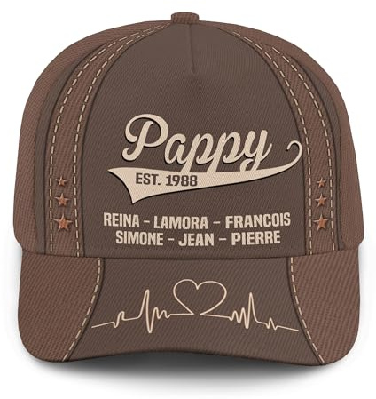 Baseballkappe Familie Opa Personalisieren Sie Die Namen Von Papa Und Enkel Basecap Kappe Klassische Atmungsaktiv Sonnenmütze, Für Laufender, Reisen, Mädchen, 57-60cm