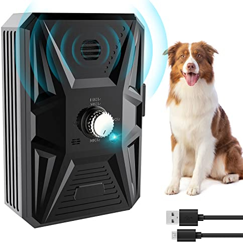 Queenmew Anti Bell Gerät Hunde, 3 Modi Antibell Ultraschall Gerät, 33 Fuß Stopp Hundebell Gerät, IPX4 wasserdichtes Antibell für Hunde für das Training Großer Kleiner Hunde im Freien und Innenbereich