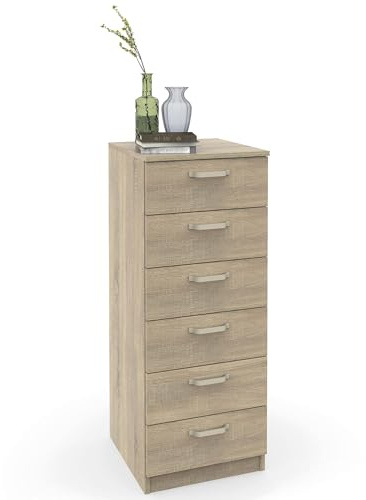 briebe Sinfonier sovrum högt, bekvämt, byrå med 6 lådor, 110 x 40 x 40 cm (H x B x D), Dubbelrum, Ungdom, Barn, Prakt, Cambrian ek