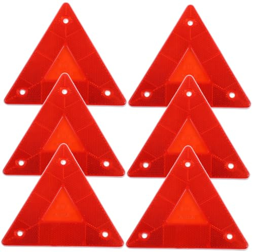 Gogogmee 6 pièces Triangle de Signalisation Réfléchissant pour Véhicules Lents Panneau de Sécurité pour Remorques Camions et Camping-cars Accessoire de Visibilité Routière