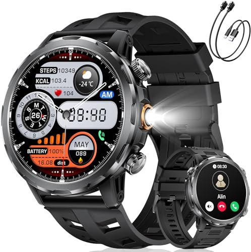 LIGE Smartwatch Uomo con Chiamata Bluetooth/1000mAh Batteria/LED Torcia, 1.7“Grande, 100+ Modalità Sportive, Cardiofrequenzimetro, Sonno, Notifiche Orologio Smartwatch per Android iOS, Silicone