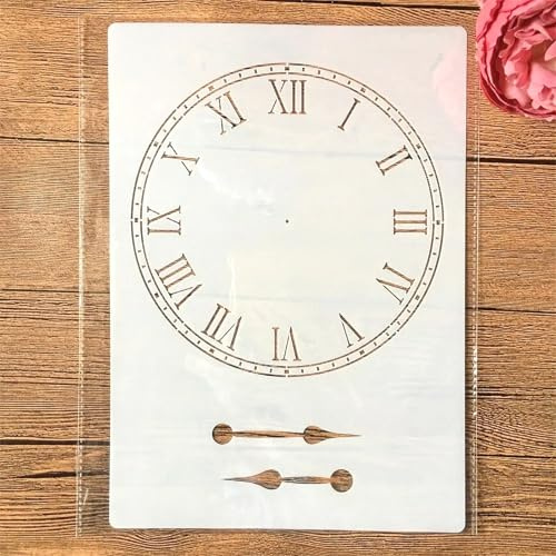 TIAMECH A4 Reusable Rome Clock Dial Stencil for Painting