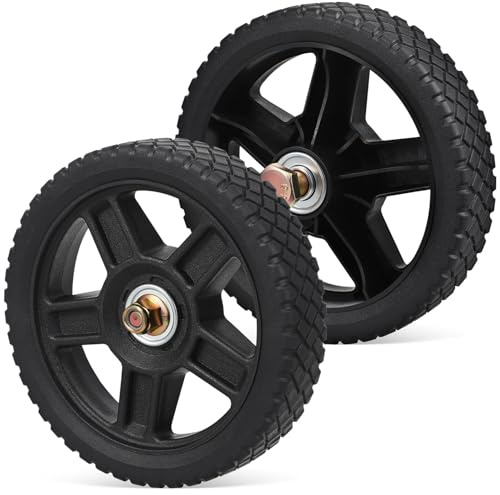 GANAZONO 2 pezzi Ruote in PVC per Decespugliatore con Viti Ricambio Robusto e Facile da Installare per Carrello Spesa e Tagliaerba