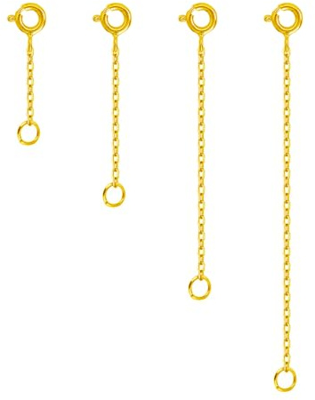 Tongyixin Lot de 4 doré épais rallonges de chaîne en argent, fil d'argent 925, pour bijoux, cadeau pour mère, fille, 3, 5, 7,5, 10 cm, S, argent, or blanc (4 pcs doré)