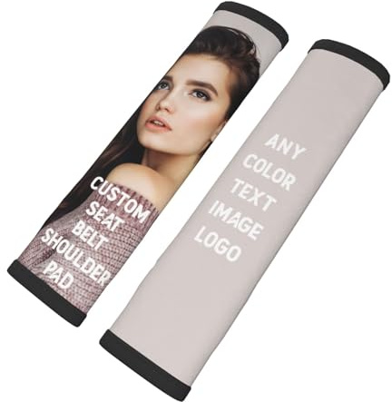 Personalisierte Sicherheitsgurt Abdeckungen Pad (2-Pack), benutzerdefinierte Auto-Sicherheitsgurt Schultergurt Schutz, verstellbares Neopren-Sicherheitsgurtkissen für Frauen Männer | Verstellbarer Neopren-Sicherheitsgurt-Kissen für Damen und Herren, mit Gesicht, passend für alle Fahrzeuge und Taschen
