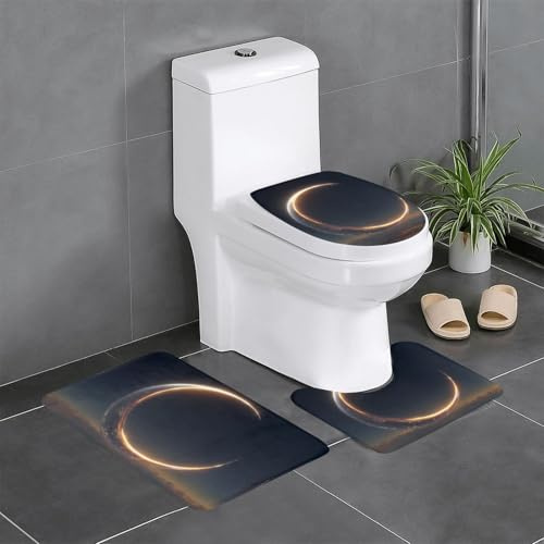 YTUOPWE Set di tre tappetini antiscivolo in flanella, 61 x 40,6 cm, immagine luminosa a mezza luna, spessa e confortevole per bagno, cucina e WC