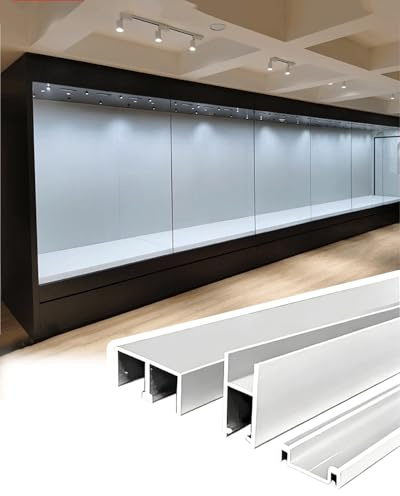 Rail Porte Coulissante Rail de Porte Coulissante en Verre pour Vitrine avec Rail Inférieur, Guide en U pour Porte Vitrée de 5 à 6 Mm, Rail de Porte de Penderie(Silver,100cm/39.3inch)