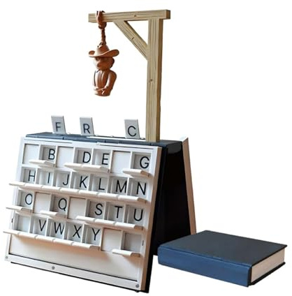 Hanging Men Word Guessing Game 18.6x13.5x3.8cm 3D Printing Hanging Men Game, Book Design Word Guessing Board Games, Words Spelling Challenge, HangmanGame Cowboy Play Mystery Letter Games For HomeTravl