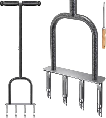 Lifeswell Aireador para césped Manual, aireador de césped – Manzano Carpintero con Mango de Goma, Herramientas de jardín, aireador de césped, escarificador, escarificador, para Suelos compactados