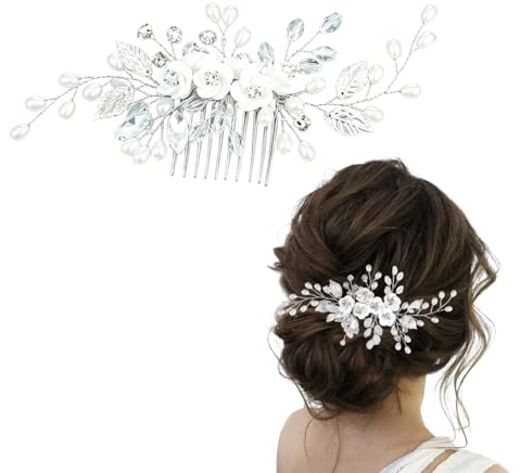 Pettinino argentato per capelli da sposa, Pettine per Capelli da Sposa Fermaglio per Donne e Ragazze, Capelli Sposa Pettine,Accessori Capelli Sposa