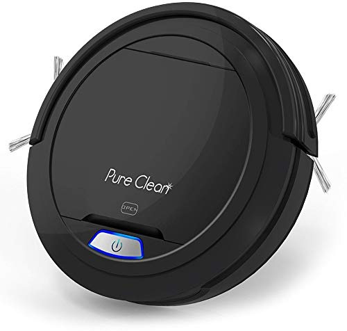 SereneLife Robot Automatic Vacuum Cleaner - Upgraded Lithium Battery 90 Min Run Time - Bot Self Detects Stairs Pet Hair Allergies Friendly Home Cleaning for Carpet Hardwood Floor - PUCRC26B, Black