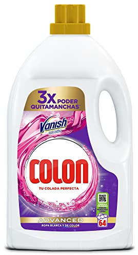 Colon Vanish Advanced - Detergente para lavadora con quitamanchas, adecuado para Ropa Blanca y de Color, 64 lavados, 2880 ml