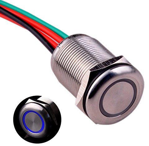 Ulincos Interrupteur tactile UT19T1 Variateur d'intensité continu 6 V à 24 V LED bleue Convient pour trou de montage 19 mm 3/4