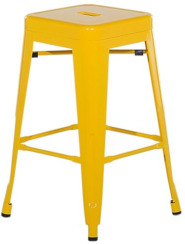 Beliani Set di 2 Sgabelli in Acciaio Giallo Impilabili Moderni 60 cm