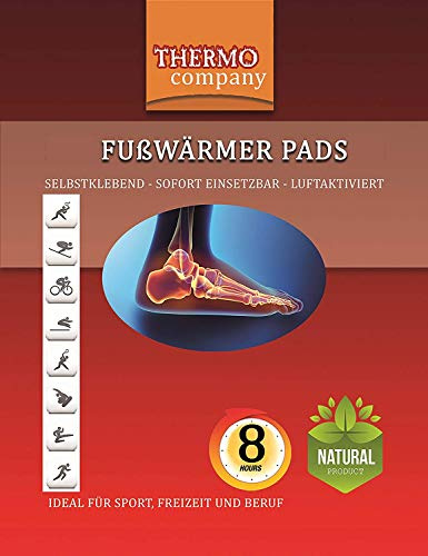 THERMO company® 10 Paar Fußwärmer Pads | Zehenwärmer selbstklebend | Thermopads gegen kalte Füße | Bis zu 8 Stunden Wärme
