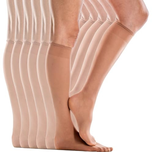 Silkies Ultra Knee Hi's with Energizing Support (6 Pair Pack) - One Size/Regular - Nude