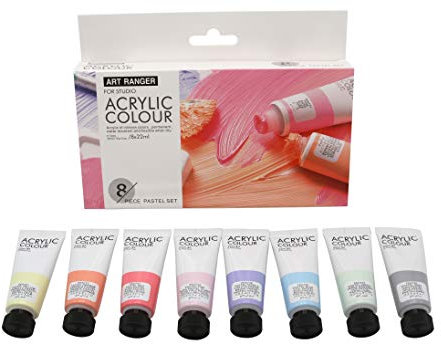 Art Ranger Acrylfarben Set Pastell 8 Tuben je 22ml, zum Malen auf Leinwand, Pastellfarben Acryl, Softtöne