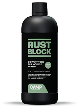 Camp RUST BLOCK CONVERTIRUGGINE E PRIMER, Converte e blocca la ruggine, Protettivo, Eco-friendly, Sovra-verniciabile, 750 ml
