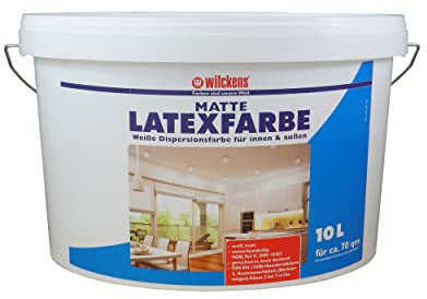 Wilckens LatexfarbeWeiß Matt Dispersionswandfarbe | Wetterbeständige Kunststoff-Latexfarbe für strapazierfähige Innenanstriche | 10 Liter