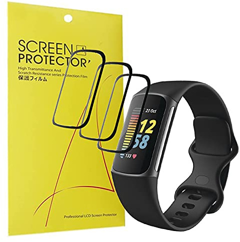 Giaogor Compatible for Fitbit Charge 5 Screen Protector, [3 Pack] 3D Full Coverage PET Soft Screen Protector Film for Fitbit Charge 5 Fitness Tracker (3D-3pack)