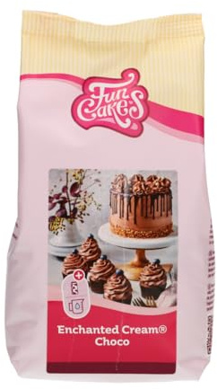 FunCakes Mix für Enchanted Cream®, Choco, 450 g | Einfach zu verwenden, Extrem leichte und fluffige, schneeweiße Creme, Zum Füllen und Abdecken von Kuchen, Cupcake-Topping