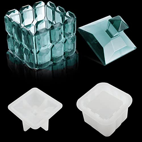 Voyyphixa Moldes de silicona resina epoxi, resina de fundición, forma de resina con tapa, caja de resina fundida, molde de silicona, caja de almacenamiento, moldes para manualidades