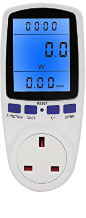 Energy Monitor Electricity Usage Monitor with Backlight & LCD Display, UK Plug in Power Meter Consumption with 7 Monitoring Mode KWH Watt Meter Analyzer for Home Hotel (1pcs)